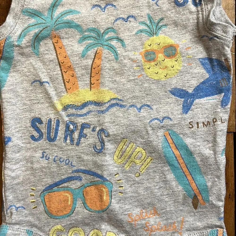 Carters onesie size 12 months Gray Sleeveless surf beach tank top vacation